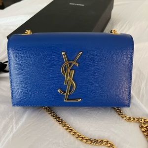 Saint Laurent small kate chain bag blue